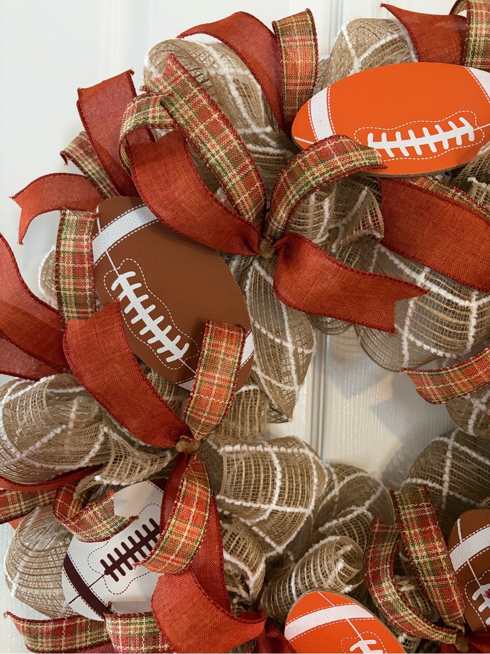 Home Holiday Football Burlap Wreath with Orange Accents - Picture 3 of 3